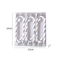 Set of 6 silver and white glitter candy cane Christmas ornaments in a clear box - Silver