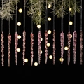 Pink transparent spiral icicle ornaments for Christmas tree with white hanging strings - Pink