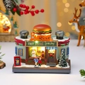 Caja de música navideña luminosa de restaurante de comida rápida con letrero de hamburguesa - Estilo Hamburguesa