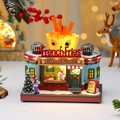 Caja de música navideña festiva de resina luminosa con diseño de tienda de papas fritas - Estilo Patatas Fritas