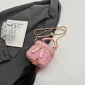 Mini borsa a secchiello in tweed rosa con catena dorata e sfera regolabile - Rosa / Taglia S