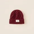 Burgundy chunky knit beanie with agg label and mixed color texture for children - Circumference 48-52cm / Wine Red