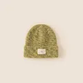 Kids chunky knit beanie with yellow green blend yarn and white agg logo patch - Circumference 48-52cm / Mustard Yellow