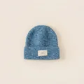 Kids' mixed blue knit beanie with a stylish agg cloth label for winter warmth - Circumference 48-52cm / Blue
