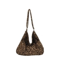Leopard print canvas tote bag with spacious Hobo design and silver metal rings for women - 40*1*35 / Leopard Brown