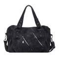 Bolso tote grande gris oscuro minimalista con cremalleras dobles y correa de hombro - 35*11*24 / Negro