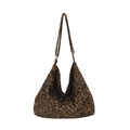 Leopard print canvas tote bag with adjustable shoulder strap and silver hardware buckle - 40*1*35 / Leopard Coffee