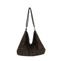 Leopard print canvas hobo tote bag with long shoulder straps for daily commuting - 40*1*35 / Leopard Green