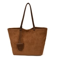 Bolso tote de ante marrón de gran capacidad con correas de cuero marrón oscuro - 46*16.5*27 / Marrón