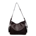 Grande borsa tote vintage in ecopelle marrone scuro con tasche laterali e tracolla - caffè