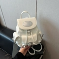 Sac à dos seau en similicuir blanc crème avec plusieurs poches et fermeture à cordon - Blanc