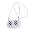 Minibolso blanco con lunares negros y un delicado borde de encaje de estilo dulce - Blanco