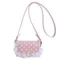 Bolso bandolera rosa con lunares y bordes de encaje blanco para niñas y jóvenes - Rosa