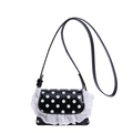 Bolso bandolera negro con lunares blancos y borde de encaje para niñas y mujeres chic - Negro
