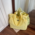 Gelbe große Nylon-Tragetasche mit gewebtem Seilgriff und seitlicher Tasche mit Kordelzug - Gelb