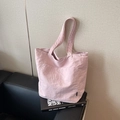Rosafarbene Nylon-Einkaufstasche für Damen mit großem Fassungsvermögen und langen Trägern - Rosa