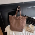Minimalist large-capacity commuter tote bag in dark brown durable canvas material - Brown