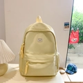 Light yellow school backpack for students with a cute bear embroidery and multi-pocket design - Small / No Pendant / Yellow