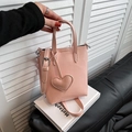 Chic pink bohemian hand-woven bag with heart pendant and detachable shoulder strap - Pink Heart Bag / 439 Pink