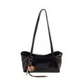 Borsa a tracolla in vernice nera lucida con logo CLEAR-FK e ciondolo sportivo baseball - Con Ciondolo / Nero