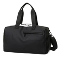 Black dry wet separation gym bag with HUAYUN logo and adjustable shoulder strap - Black