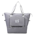 Grey Oxford cloth large capacity travel bag with waterproof material and front zip pocket - Light Gray