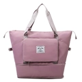 Large capacity oxford cloth travel tote bag in soft lotus pink with trolley sleeve - Sakura Pink