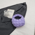 Quilted cloud puffer tote bag in soft purple lilac finish with integrated handle - Purple