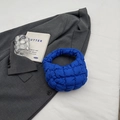 Klein blue quilted puffy cloud handbag made of glossy nylon fabric for stylish women - Dark Blue