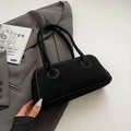 Chic black underarm bag with white contrast stitching and minimalist embossed lettering - Black Without Pendant