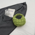 Chic grass green quilted cloud handbag featuring soft padded fabric and puffed texture - Olive Green