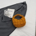 Chic mustard yellow quilted puffer cloud bag with mini dumpling shape design - Brown