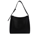 Grand sac hobo noir minimaliste en similicuir avec rivet argenté sur la bandoulière - Noir