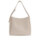 Grand sac cabas beige minimaliste en similicuir mat avec bandoulière large réglable - Blanc
