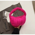 Vibrant rose pink quilted cloud hobo bag with padded design and sleek top zipper - Rose Red