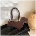 Borsa a tracolla creativa in pelle color cioccolato a forma di bassotto carino - Marrone