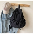 Detailed view of lightweight black nylon backpack hanging on a rack with outdoor gear - No Pendant / Black
