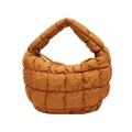 Sac nuage matelassé caramel au design plissé avec fermeture éclair argentée - Couleur caramel