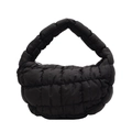 Sac à main nuage noir matelassé chic avec une texture froncée élégante - Noir