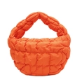 Sac nuage matelassé orange chic avec texture en nylon bouffant et poignée intégrée - Orange
