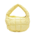 Sac fourre-tout matelassé jaune avec motif à carreaux rembourré et poignée incurvée chic - Jaune