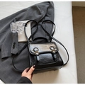 Vintage black faux leather tote backpack with gold hardware and wrinkled texture - No Pendant / Black