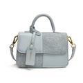 Retro kleine vierkante tas in blauw en grijs denim textuur met gouden schouderriem - 21.5*8.5*16 / Lichtblauw