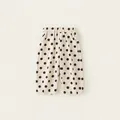Pantaloni bimbi larghi color bianco sporco con grandi pois neri e vita elasticizzata - 80 / Bianco Sporco