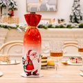 Housse de bouteille de vin de Noël avec motif Père Noël et ruban doré sur tissu rouge - Père Noël