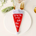 Besteckhalter in Form einer Weihnachtsmütze mit HO HO HO Stickerei für den Tisch - HOHO Hut Stil