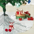 Jupe de sapin de Noël à paillettes blanches et argentées pour décoration de fête élégante - Style Paillettes Argent 122cm