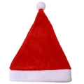 Cappello di Babbo Natale classico in peluche rosso e bianco con pompon per feste natalizie - Tessuto in peluche corto