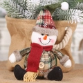 Bonhomme de neige de Noël en peluche avec motif à carreaux rouge et vert et nez en carotte - Bonhomme de neige