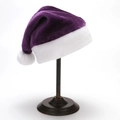 Detalle de gorro de Navidad de felpa morada con piel blanca en soporte dorado - Talla única / Púrpura (Pompon Grande)